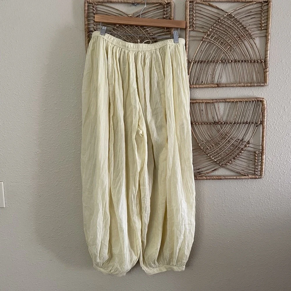 Free People Playa Party Balloon Pants Yellow Boho Beachy Women's Sz M NWT B4